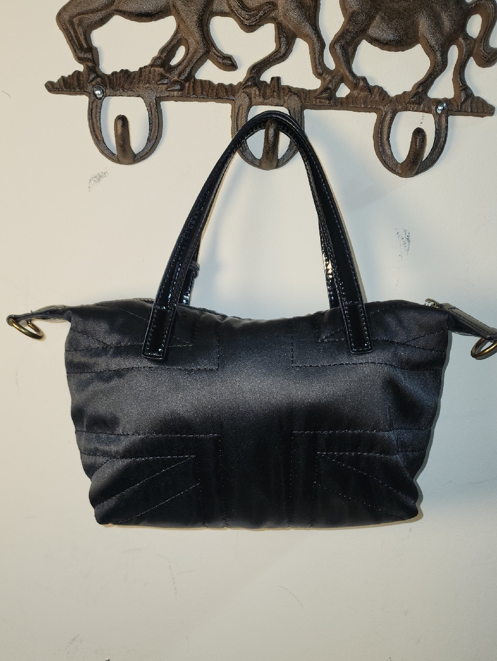 Kurt Geiger London Satin Nylon XS UJ Shopper Patent Leather Crossbody Purse - Picture 8 of 14